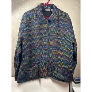 Chico's Design Womens Multi Color Knit Tweed Jacket‎ Silk Blend Size 3 US 16 XL